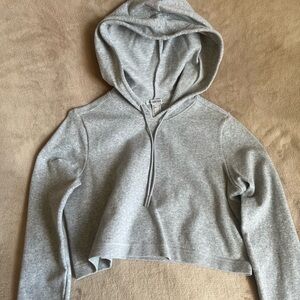Forever 21 Light Gray Cropped Hoodie
